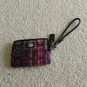 Coach Plaid Wristlet